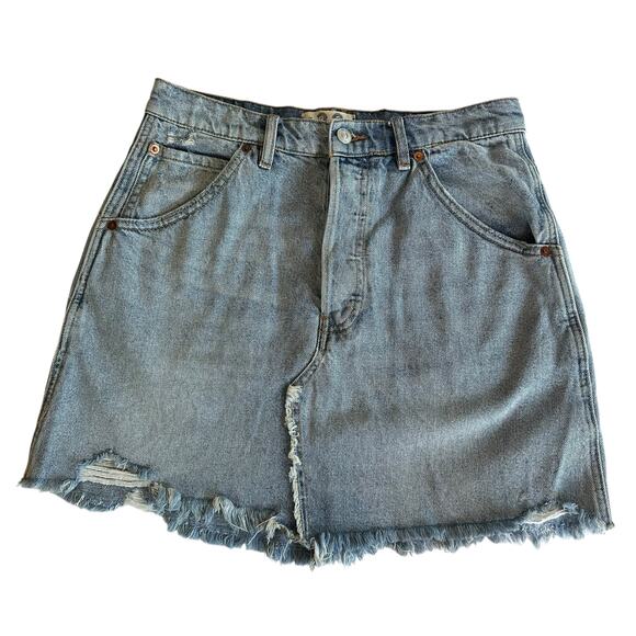 We The Free Brea Cutoff Skirt in Mile High Blue 30 Country Denim Free People - Picture 1 of 11